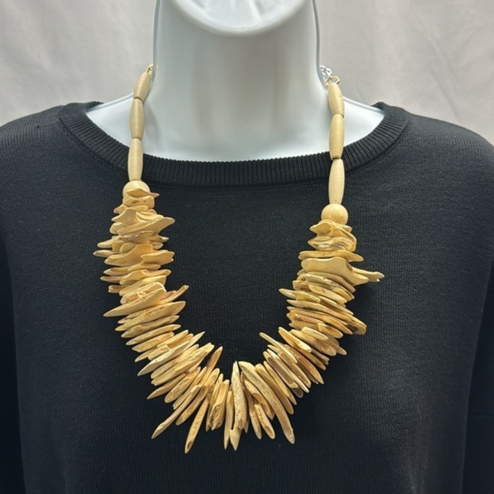 Bone and Wood ICervoni Creations Unique Handmade Statement Necklace